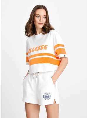 Ellesse Kırık Beyaz Bisiklet Yaka Kadın T-Shirt EF137-OF