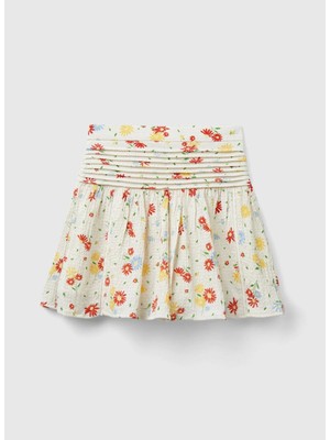 Benetton Yüksek Bel Normal Krem Mini Kız Çocuk Etek 4RFGC001A