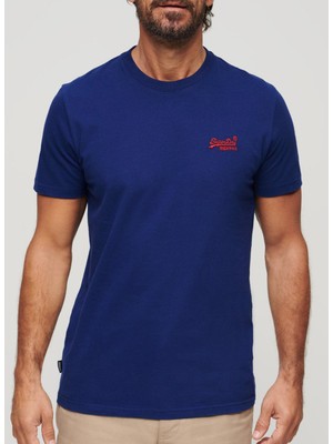 Superdry Bisiklet Yaka Düz Lacivert Erkek T-Shirt M1011245AJZD_ESSENTIAL Logo Emb Tee