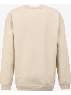 Lee Bisiklet Yaka Ekru Erkek Sweatshırt L241469NQ Loose Fit Sweatshirt