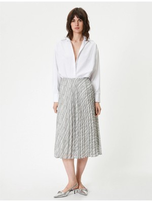 Koton 4SAK70080UW 0d2 Gri Desenli Kadın Dokuma Etek