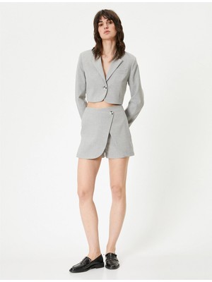 Koton 4SAK70079UW Grm Gri Melanj Kadın Dokuma Etek