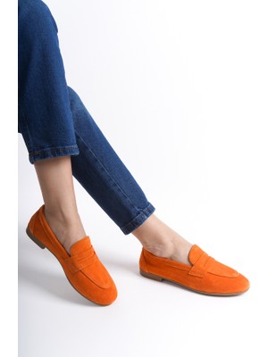Mubiano Collection Mubiano Hakiki Deri Collection Kadın Süet Loafer & Babet Oranj -MCMNG2103-ORJ