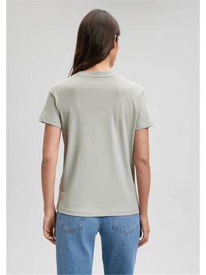 Mavi M1612397-70155 Gumus Gri Kadın Semi Slim Bisiklet Baskılı T-Shirt