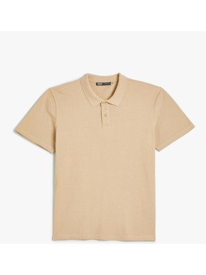 Koton 4SAM10113MK 057 Bej Erkek Pamuk Jersey Kısa Kollu Basic Polo T-Shirt