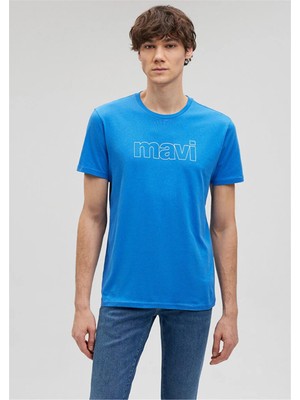 Mavi M065781-81347 Gök Mavi Erkek Slim Mavi Logo T-Shirt