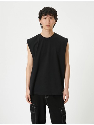 Koton 4SAM30005MK 999 Sıyah Erkek Pamuk Jersey Kolsuz T-Shırt