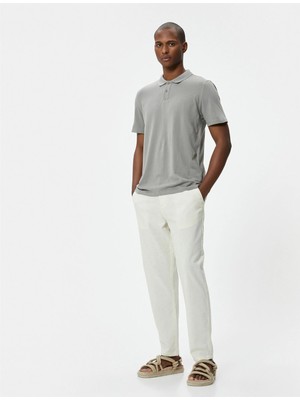 Koton 4SAM10113MK 031 Gri Erkek Pamuk Jersey Kısa Kollu Polo Yaka Basic T-Shirt