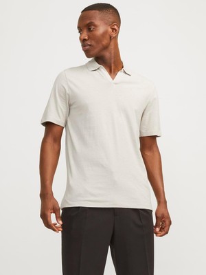 Jack & Jones Jjesummer Lınen Polo Ss Ln Crockery