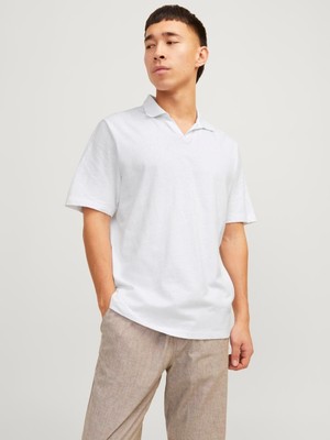 Jack & Jones Jjesummer Lınen Polo Ss Ln White