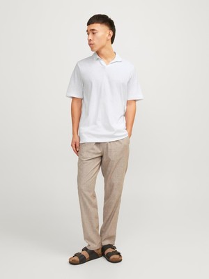 Jack & Jones Jjesummer Lınen Polo Ss Ln White