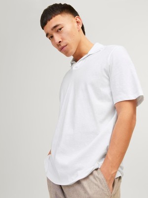 Jack & Jones Jjesummer Lınen Polo Ss Ln White