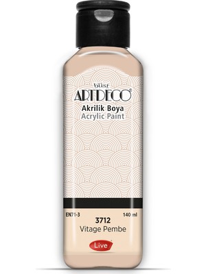 Artdeco Akrilik Boya Vintage Pembe 3712 140 ml Su Bazlı Toksik Olmayan Özellikte