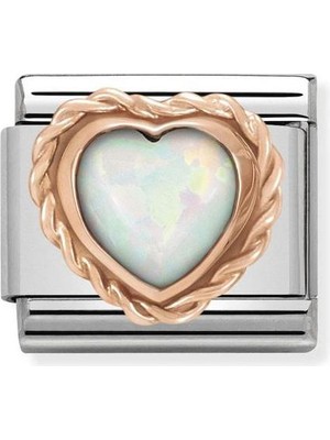 Nomination Composable Classic Dekoratif Link - Taşlar - Beyaz Opal - (22 White Opal) 9k Rose Altın