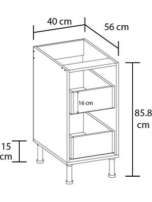 Mobilique Alt Çekmece Modülü 40CM 2li Mdf-Kapaksız