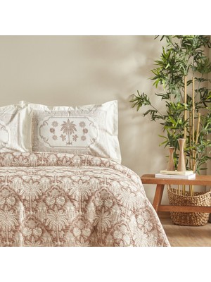 Karaca Home Palm Blush Çift Kişilik Yataj Örtüsü Seti