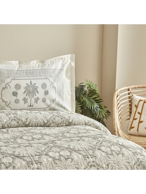 Karaca Home Palm Çift Kişilik Yatak Örtüsü Seti Mint