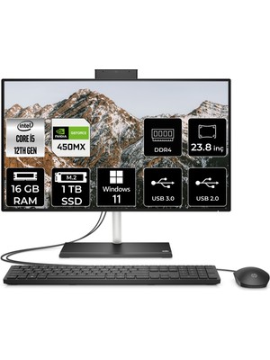 Hp 24-CB1013NT Intel Core I5 1235U 16GB 1tb SSD MX450/2GB 23.8" Fhd W11H All In One Bilgisayar 79N36EA 79N36EAP563