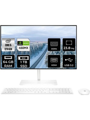 Hp 24-CB1008NT Intel Core I5 1235U 64GB 1tb SSD MX450/2GB 23.8" Fhd Fdos All In One Bilgisayar 79N35EA 79N35EAP648
