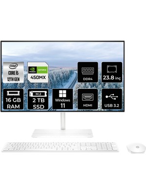 Hp 24-CB1008NT Intel Core I5 1235U 16GB 2tb SSD MX450/2GB 23.8" Fhd W11H All In One Bilgisayar 79N35EA 79N35EAP664
