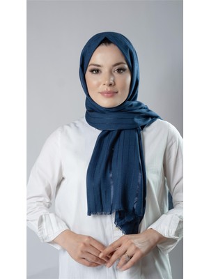 Hürrem Bone Petrol Mavisi Çizgili Şal Viskon Kumaş Bursa Dolama 202110_17