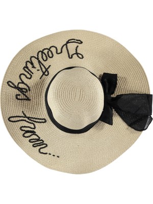 OEM Fötr Bayan Şapka Hasır Şapka Kurdelalı Yazılı