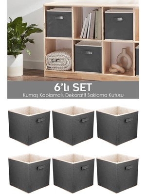 Tekno Trust 6 Parça 6'lı Dolap Içi Düzenleyici , Çamaşır Oyuncak Saklama Kutusu Sepet Organizer 33X30X30 Gri Do