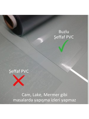 1,2 mm Renksiz Buzlu Şeffaf PVC Kalın Koruyucu Masa Örtüsü (Cam / Lake / Mermerde Yapışma İzi Yapmaz)