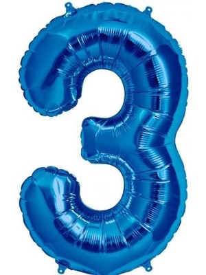 Kidspartim 3 Rakam Mavi Folyo Balon 34 Inç 80 cm