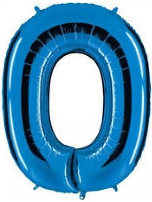 Kidspartim 0 Rakam Mavi Folyo Balon 34 Inç 80 cm