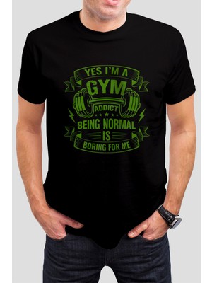 T-35 Gym Baskılı Siyah Unisex Tişört C266