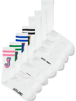 Jack & Jones Jacsıngle J Tennıs Sock 7 Pack Erkek Beyaz Çorap 12252654-01