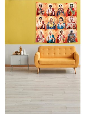 Pelangi Turuncu Film Yıldızlar Leke Tutmaz Kadife Kumaş Duvar Örtüsü Duvar Halısı Tapestry