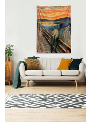 Pelangi Multirenk Scream - Çığlık Leke Tutmaz Kadife Kumaş Duvar Örtüsü Duvar Halısı Tapestry