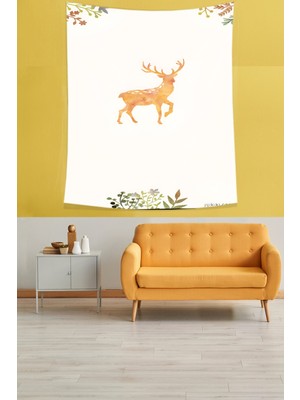 Pelangi Chritmas Geyik Desen Yılbaşı Temalı Leke Tutmaz Kumaş Duvar Örtüsü Duvar Halısı Tapestry