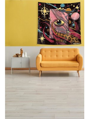 Pelangi Sşyah Göz Desenli Leke Tutmaz Kadife Kumaş Duvar Örtüsü Duvar Halısı Tapestry