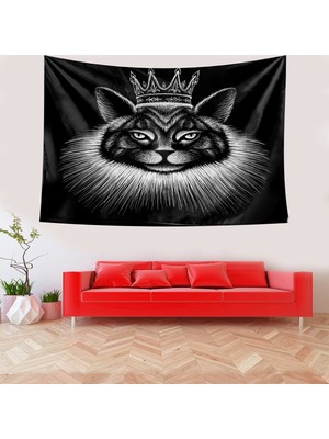 Pelangi  Sevimli Gözlüklü Kedi  Kedi Desenli Leke Tutmaz Kadife Doku Kumaş Duvar Örtüsü Duvar Halısı Tapestry