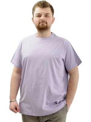 Superxl Büyük Beden Erkek T-Shirt Bisiklet Yaka Basic 20031 Lila