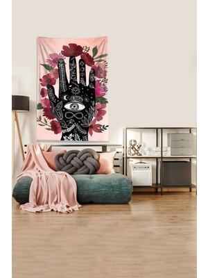 Pelangi Pembe Fatmanın Eli  Leke Tutmaz Kadife Kumaş Duvar Örtüsü Duvar Halısı Tapestry