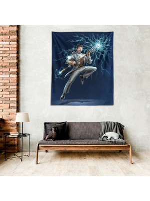 Pelangi Nicola Tesla Electric Yıkanabilir Leke Tutmaz Kumaş Duvar Örtüsü Duvar Halısı Tapestry