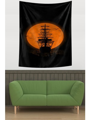 Pelangi Korsan Teknesi Leke Tutmaz Kumaş Duvar Örtüsü Duvar Halısı Tapestry