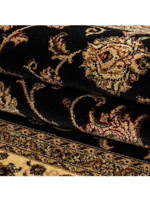 Carpettex Halı Iran Tarzı Klasik Desenli Barok Süslemeli Siyah Gold Bej Renkli Halı