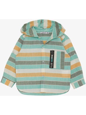 Jacklions Erkek Çocuk Gömlek Kapüşonlu Cep Kısmı Fermuarlı 1.5-5 Yaş, Su Yeşili