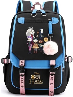 Songli 024 Disney Baykuş Evi Kadın Erkek Sırt Çantası Seyahat Çantası Mochila Sırt Çantaları Genç USB Şarj Dizüstü Sırt Çantası (Yurt Dışından)