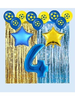 Bal10 Dünyası Sarı Lacivert Taraftar Doğum Günü Parti Seti Yaş 4