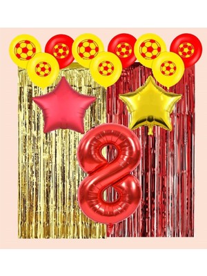 Bal10 Dünyası Sarı Kırmızı Taraftar Doğum Günü Parti Seti Yaş 8