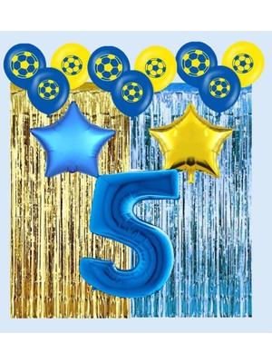 Bal10 Dünyası Sarı Lacivert Taraftar Doğum Günü Parti Seti Yaş 5