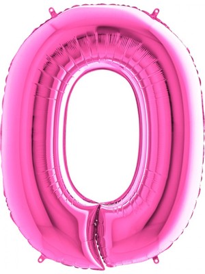 Rönesans Parti 0 Pembe Fuşya Renk Rakam Folyo Balon 100 cm