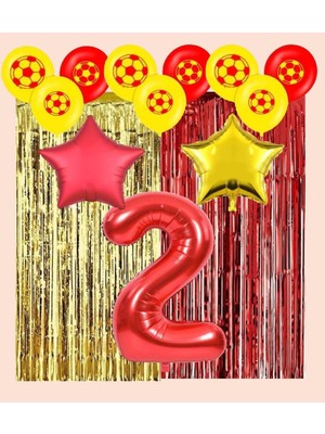 Best Parti Sarı Kırmızı Taraftar Doğum Günü Parti Seti Yaş 2