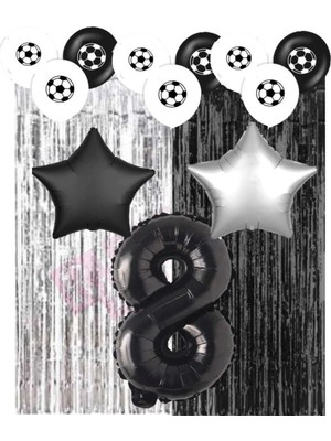 Best Parti Siyah Beyaz Taraftar Doğum Günü Parti Seti Yaş 8